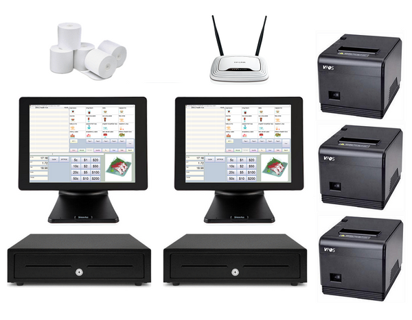 Restaurant POS System with two SAM4S POS Terminals Bundle #103 - EasyPOS